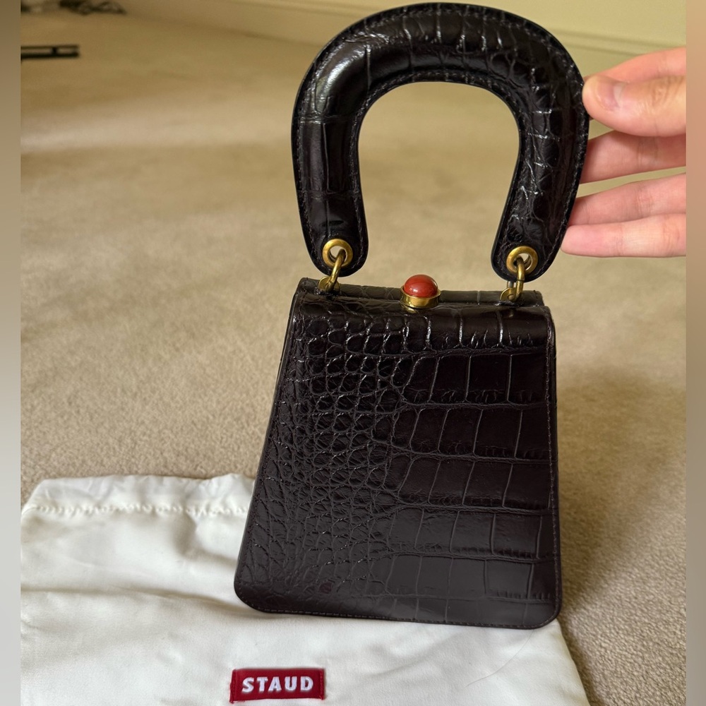 STAUD Top handle Croc-Embossed Bag